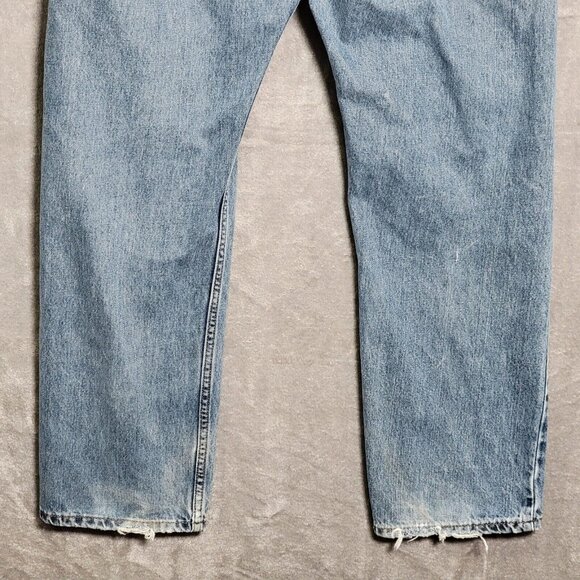 Levis 505 Straight Jeans 36 x 29.5 Mens Denim Light Blue Whiskering Blue 36 x 30 - Picture 6 of 16